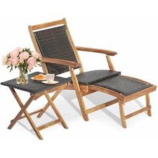 Folding Patio Rattan Sun Lounge Chair