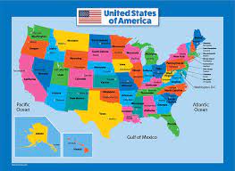 USA Map for Kids - Laminated ...