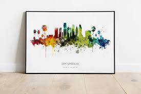 Los Angeles Watercolour Skyline Print