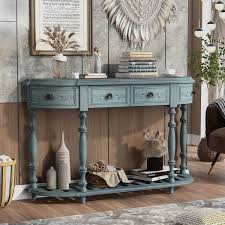 Urtr 52 In Antique Blue Curved Console
