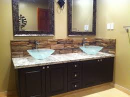 stone backsplash bathroom vanity
