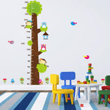 Brand 2017 Height Measure Wall Stickers Monkey Owl Bird Tree Wall Sticker Decal For Kids Rooms Kids Growth Chart Cute Children Removable Wall Decals