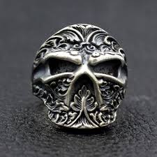 ninja flower skull ring