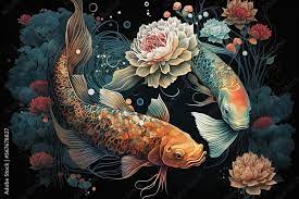 fl koi fish painting digital art in