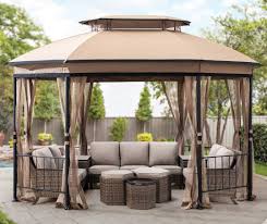 Vongrasig 5 piece wicker patio furniture set, pe wicker rattan small patio set porch furniture, cushioned patio chairs set of 2 w/ottoman&table, outdoor lounge chair chat conversation set, dark brown. Real Living Jefferies Gazebo 10 X 12 Big Lots
