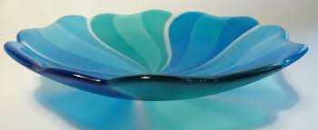 Blue Flower Fused Glass Dish At Vitreus Art