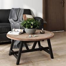 Black Round Wood Top Coffee Table