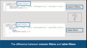 table filters vs column filters in