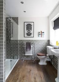 75 gray tile dark wood floor bathroom