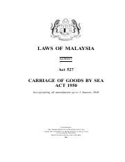 • the malaysian civil judicial system is based on common law. Carriage Of Goods By Sea Act 1950 Pdf Laws Of Malaysia Reprint Act 527 Carriage Of Goods By Sea Act 1950 Incorporating All Amendments Up To 1 January Course Hero