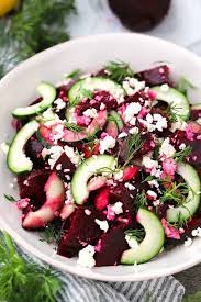 beet salad with feta cubers and