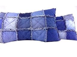 rag style denim patchwork pillow shams