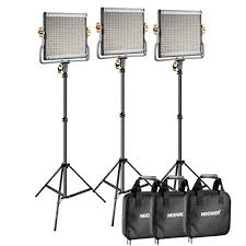 Neewer 3 Packs Dimmable Bi Color 480 Led Video Light And Stand Lighting Kit Includes 3200 5600k Cri 96 Led Panel With U Bracket 75 Inches Light Stand For Youtube Studio Photography Video Shooting