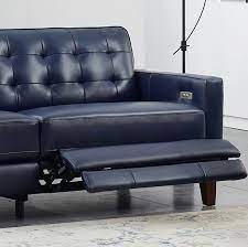 Aiden Power Footrest Leather Sofa Navy
