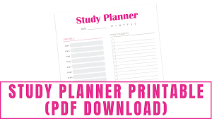 study planner printable pdf