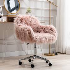 yofe pink faux fur fluffy task chair