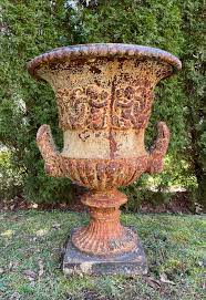 large 19th c english cast iron urn by