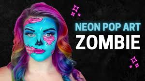 neon pop art zombie makeup tutorial