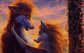 Tons of awesome fantasy wolf wallpapers to download for free. Wallpaper Love Fantasy Art Two Painting Wolves Picture Images For Desktop Section Zhivopis Download