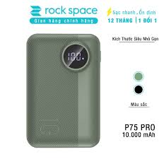 Pin sạc dự phòng mini chính hãng Rockspace P75 pro dung lượng thực 10000mAh  dành cho iphone, Samsung - Pin sạc dự phòng di động Thương hiệu ROCK SPACE