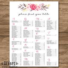 Wedding Seating Chart Seating Chart Alphabetical Seating Chart By