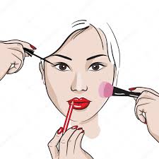 makeup for asian type of face stock