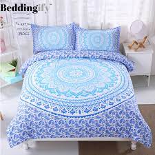 light blue mandala pattern bedding set