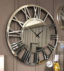 Round Clock Mirror Roman Numeral Clock