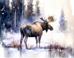 Moose Wall Art Moose Print Watercolor