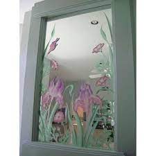 Flower Design Window Etched Glass In