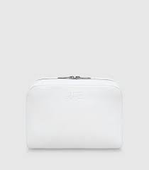 genuine leather cosmetic bag white