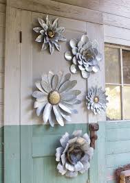 5 galvanized metal flower wall art