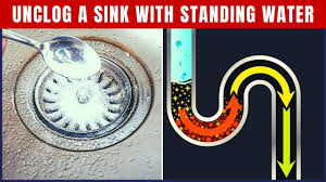 double kitchen sink with standing water