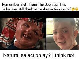 Sloth whispering in ear meme. Remember Sloth From The Goonies This Is His Son Still Think Natural Selection Exists Sloth Meme On Me Me