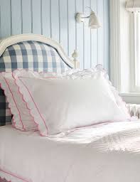 pink scalloped bed linen collection