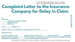 complaint letter to insurance company