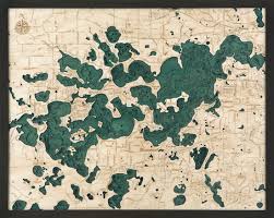 Lake Minnetonka 3 D Nautical Wood Chart 24 5 X 31
