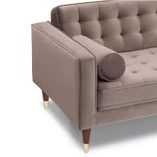 Armen Living Somerset Taupe Velvet Mid Century Modern Right Sectional Sofa