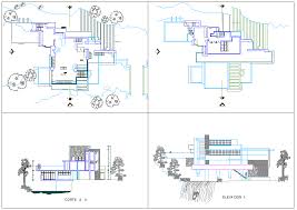 plan of home with falling water cadbull