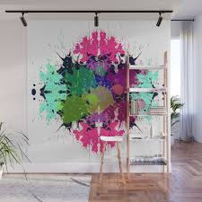 Neon Paint Splats Wall Mural By