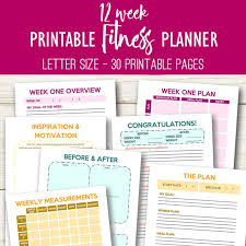 Weight Loss Planner Printable Fitness Journal Workout Etsy