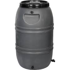 55 gallon gray rain barrel with spigot