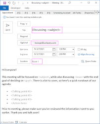 create outlook meeting template 4