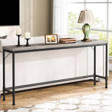 Tribesigns Catalin 70 8 In Gray 37 4 In Standard Rectangle Engineered Wood Console Table Sofa Table For Living Room