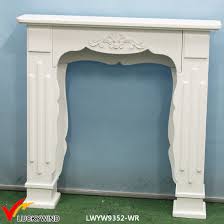 Country Rustic White Wooden Fireplace