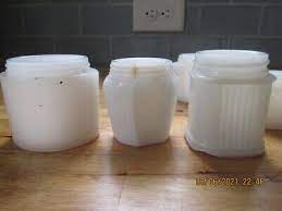 12 Vintage White Milk Glass Jars