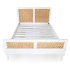 Saman Timber Rattan Bed Queen White