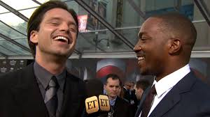 Chris evans, anthony mackie & sebastian stan surprise fans on skype during their recent trip to singapore. Exclusive Captain America Star Anthony Mackie Takes Over Et S Interview With Sebastian Stan And It S Hilari Entertainment Tonight