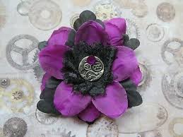 black rose flower steunk brooch