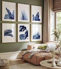 Blue Wall Art Botanical Print Set